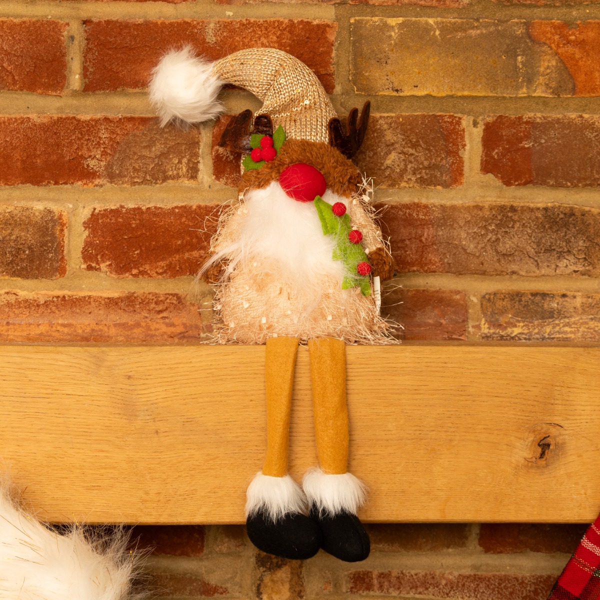 Led Gold Light Dangly Leg Reindeer Gonk - Christmas Decoration