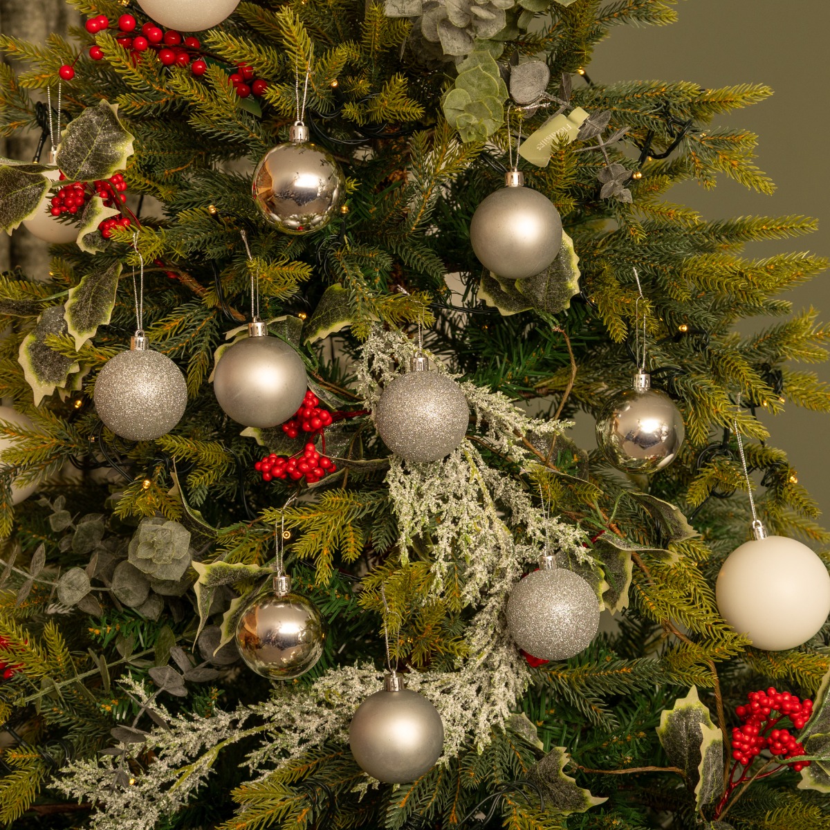 Silver Bauble Selection - Pack of 9 - Christmas Tree Decoration