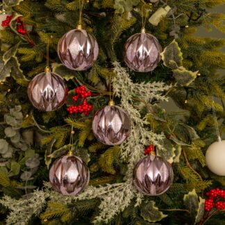 Lilac Iris Glitter Baubles - Christmas Tree Decoration - Pack of 12