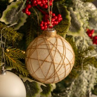 White Glitter Bauble - Christmas Tree Decoration