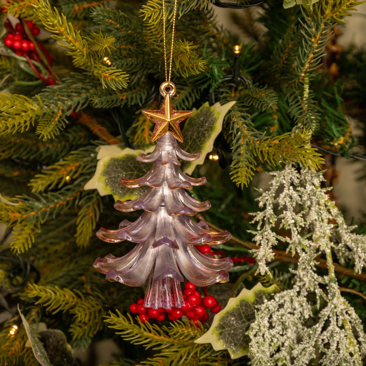 Hanging Lilcac And Gold Tree - Christmas Tree Decoration