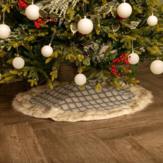 Grey And White Fair Isle Pattern Tree Skirt - Christmas Decoration