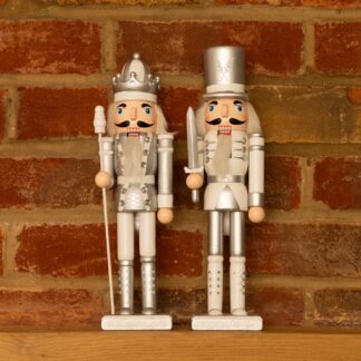 30cm Assorted Silver And White Nutcracker - Pack of 2 - Christmas Decoration