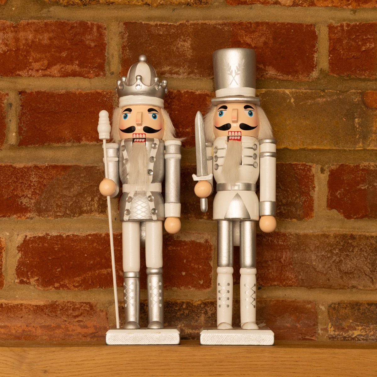 30cm Assorted Silver And White Nutcracker - Pack of 2 - Christmas Decoration