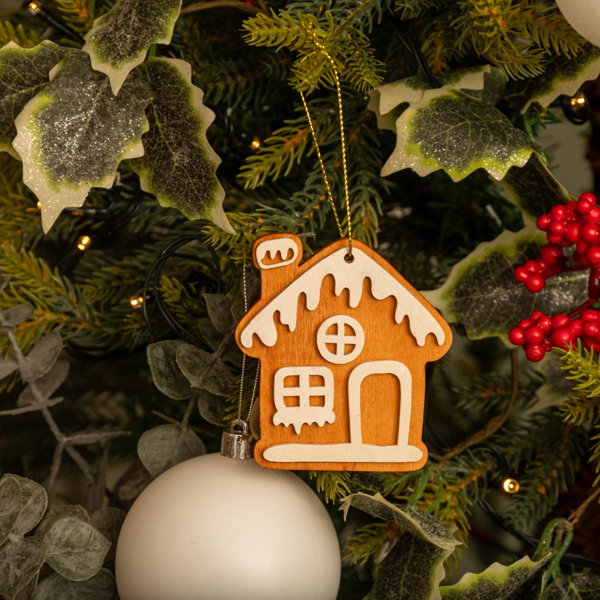 Wooden Gingerbread House - Christmas Tree Decoration