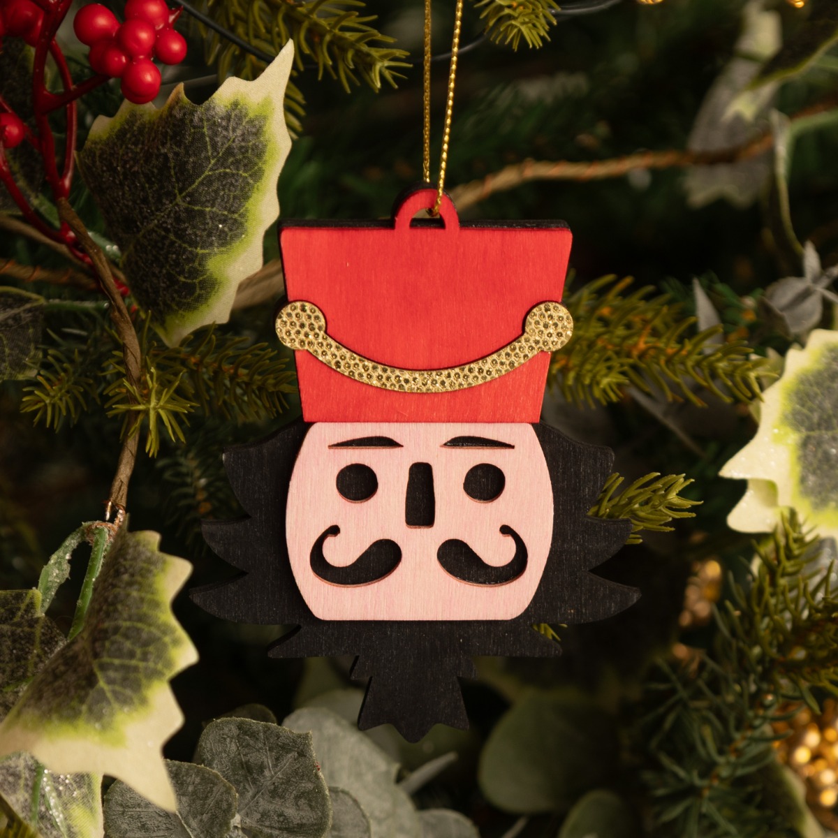 Wooden Nutcracker With Red Hat - Christmas Tree Decoration