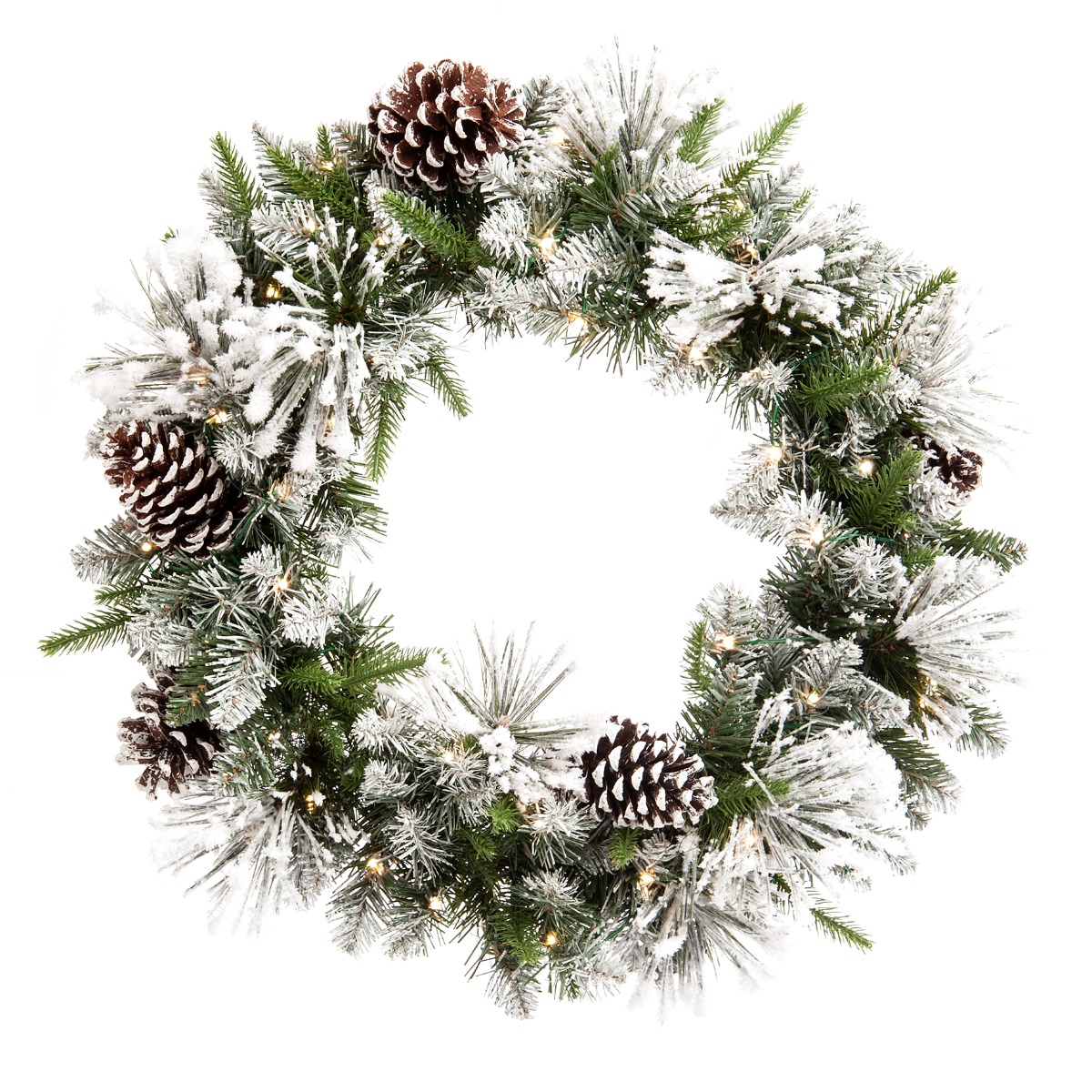 60cm Led Flocked Wreath - Christmas Decoration - Battery Operated