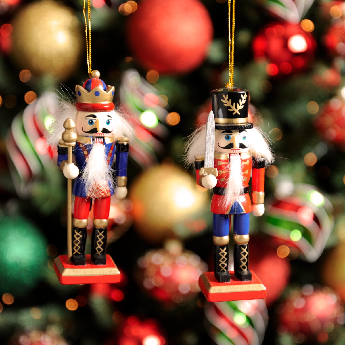 Hanging Traditional Nutcrackers - Christmas Tree Decoration - Pack of 2