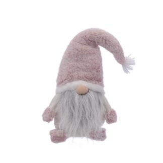 White Sitting Gonk With Pink Hat - Christmas Decoration