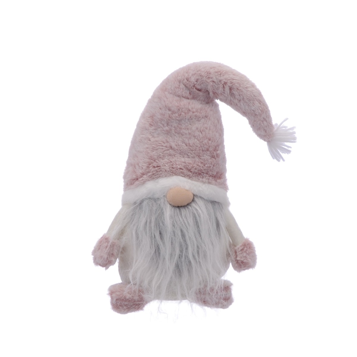 White Sitting Gonk With Pink Hat - Christmas Decoration