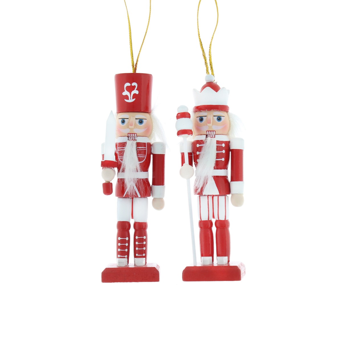 Hanging Red And White Nutcracker - Pack of 2 - Christmas Tree Decoration