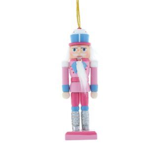 12cm Hanging Pink And Blue Nutcracker - Christmas Decoration