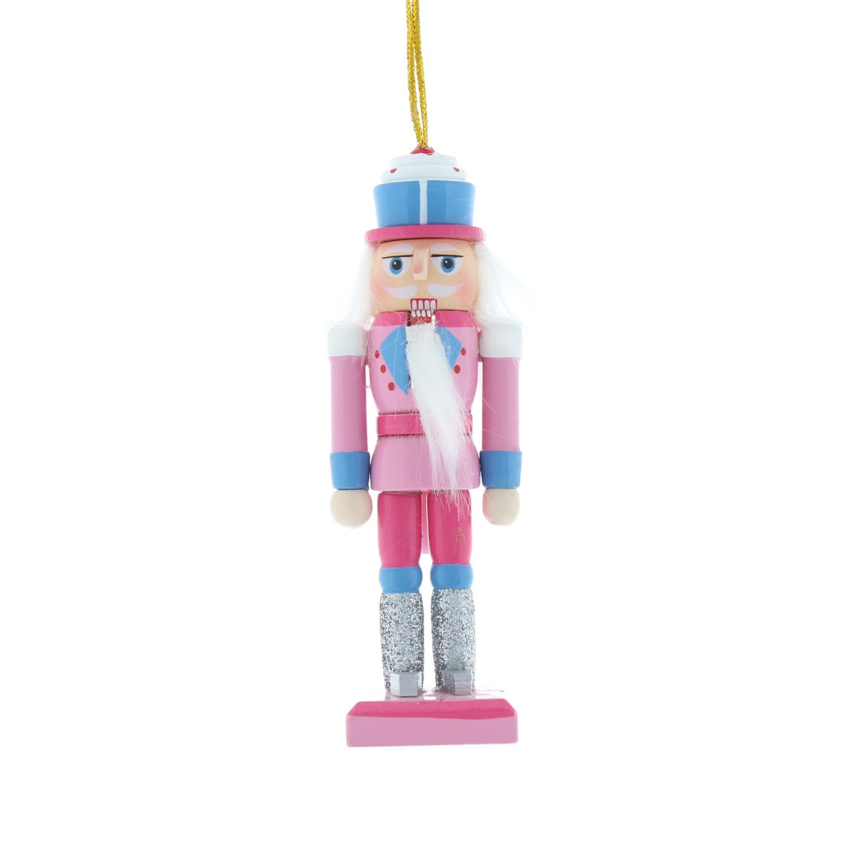 12cm Hanging Pink And Blue Nutcracker - Christmas Decoration