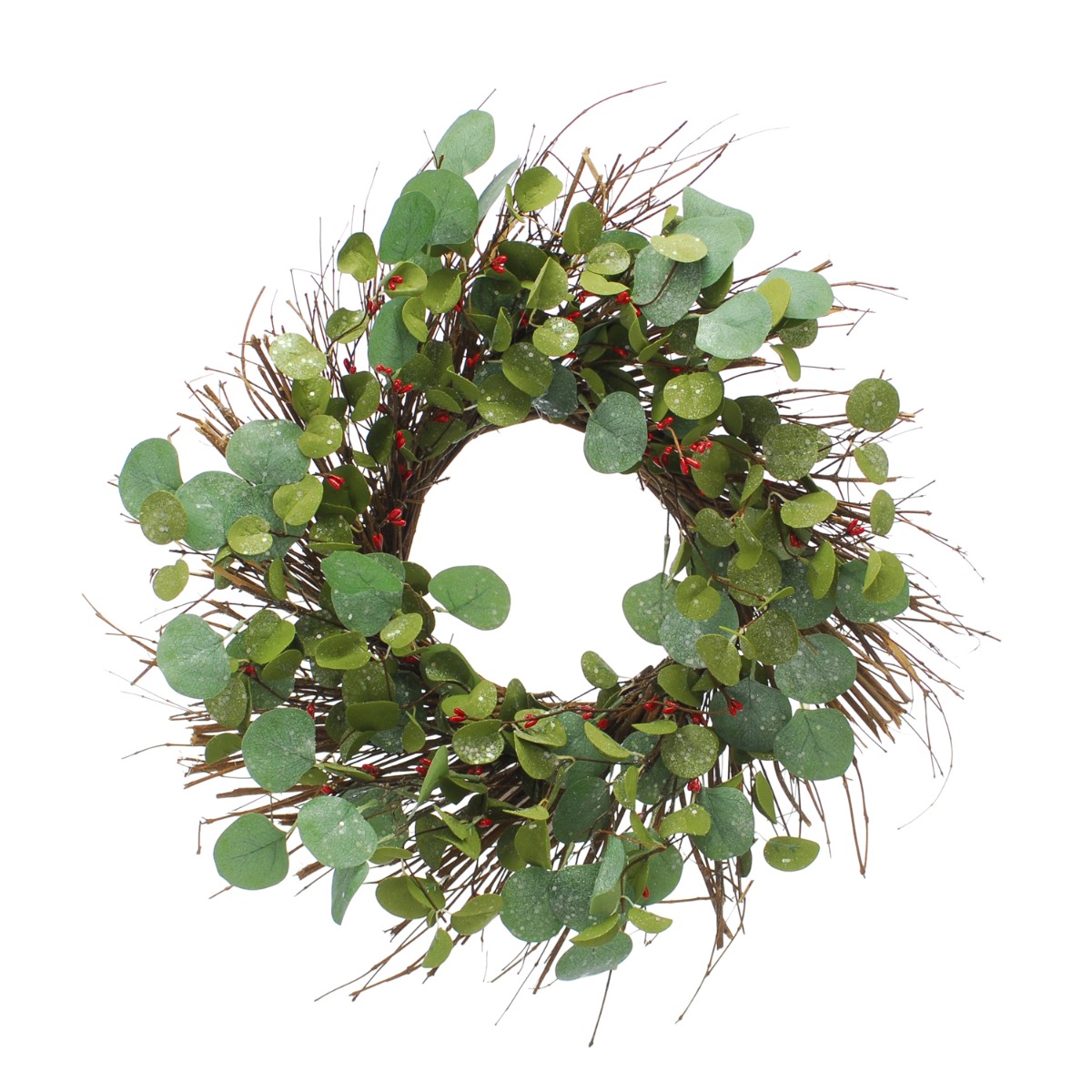 61cm Eucalyptus & Red Berries Wreath - Christmas Decoration