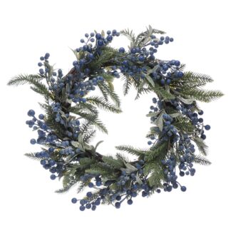 52cm Blue Berries Wreath - Christmas Decoration