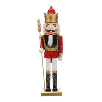 Traditional Nutcracker With Gold Crown - 38cm Tall - Christmas Decoration