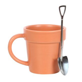 Plain Plant Pot Ceramic Mug And Shovel Spoon