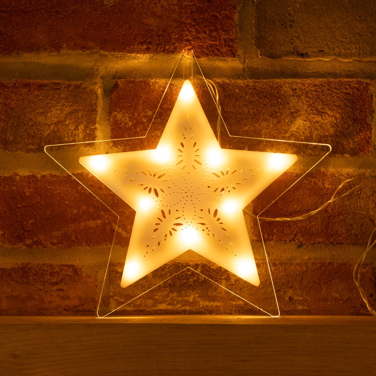 Warm White Led Acrylic Star - Christmas Decoration - Battery Operated