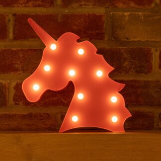Led Pink Unicorn Head - Christmas Decoration - Battery Operated