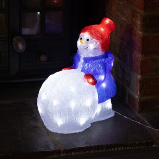 Acrylic Snowman With Snowball - Christmas Indoor Lighting