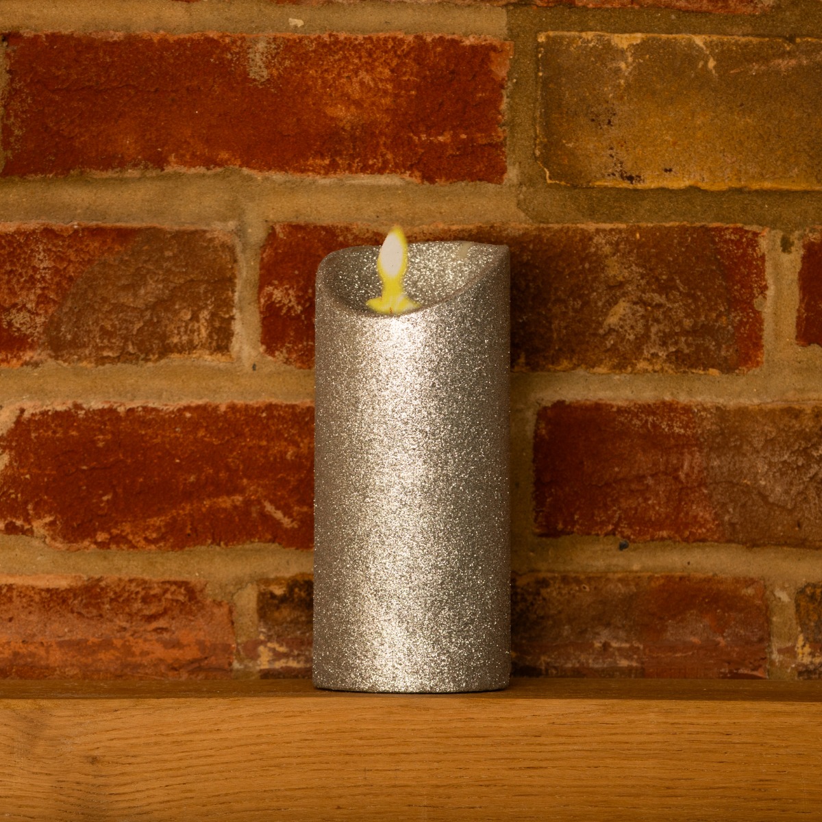 Dancing Flame Silver Glitter Candle - Christmas Decor