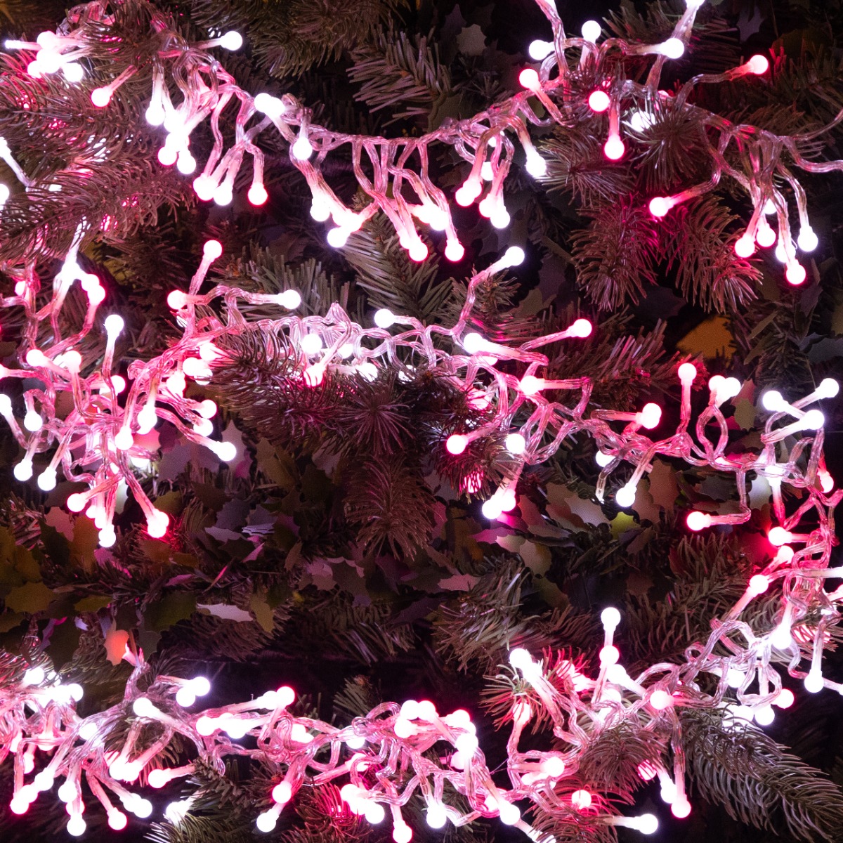 290 Pink & White Cluster Lights - Christmas Tree Lights