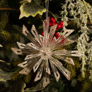 Clear And Bright Silver Starburst - Christmas Tree Decoration
