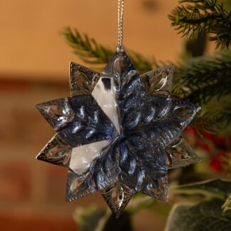 Hanging Dark Blue Snowflake - Christmas Tree Decoration