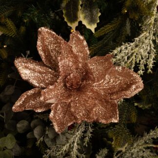 Baby Pink Glitter Flower Stem - Christmas Decoration
