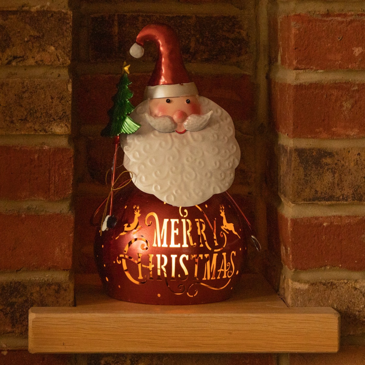 Led Metal Santa Lantern - Christmas Decoration - Battery Operated