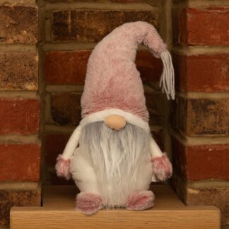 White Sitting Gonk With Pink Hat - Christmas Decoration