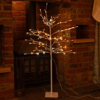 White And Warm White Led Glow Worm Twig Tree - 120cm - Christmas Decoration