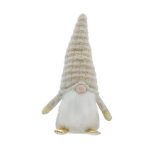 White And Gold Standing Gonk - Christmas Decoration