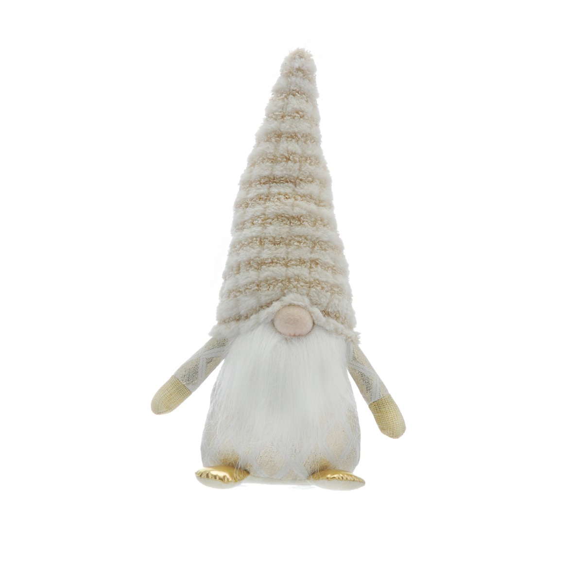 White And Gold Standing Gonk - Christmas Decoration
