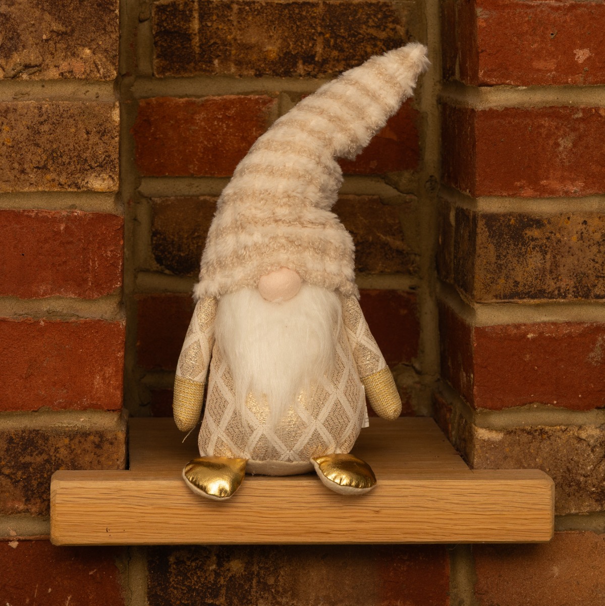 White And Gold Standing Gonk - Christmas Decoration