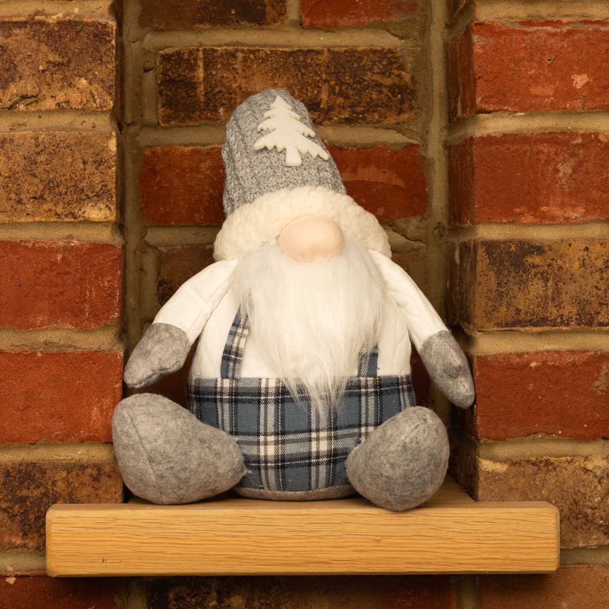 Sitting Gonk With Grey Hat - Christmas Decoration