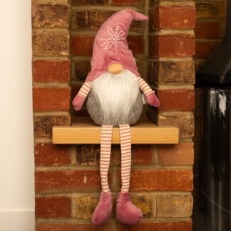 Dangly Legs Grey Gonk With Pink Snowflake Hat - Christmas Decorations