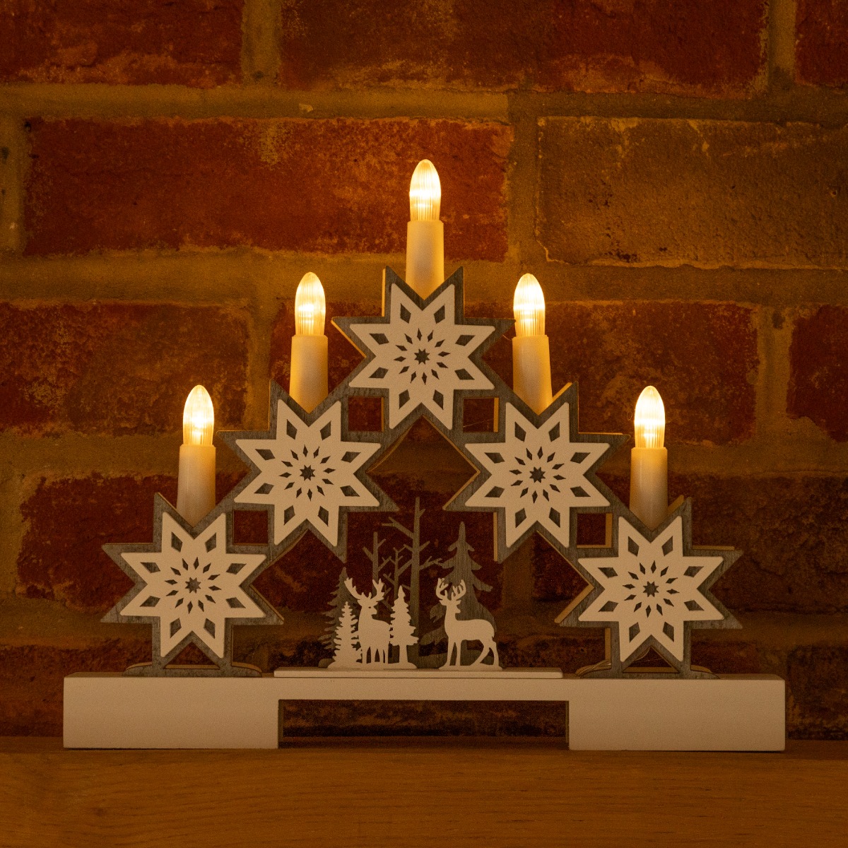 Star And Reindeer Candle Bridge - Christmas Decoration