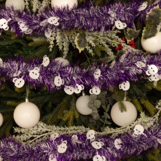Long Purple With White Skull Tinsel - 5m - Halloween Decoration