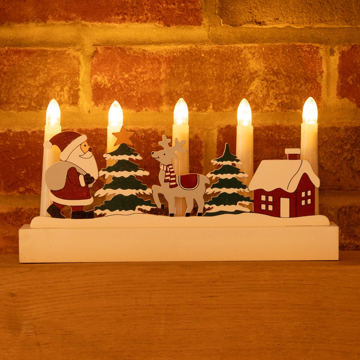 Santa Scene Candle Bridge - Christmas Decoration