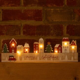 Led Wooden Village Scene - Christmas Decoration