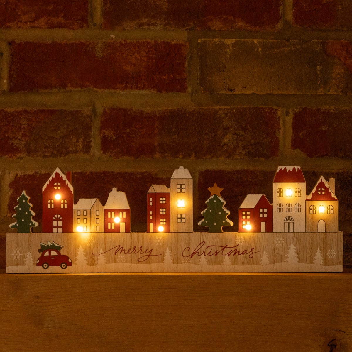Led Wooden Village Scene - Christmas Decoration