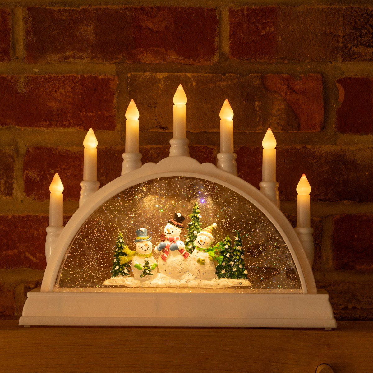 Snowman Family Water Spinner Candle Bridge - Christmas Decoration