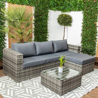Barcelona - Grey Rattan Sofa Set With Glass Topped Coffee Table