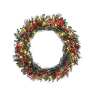 Prelit Tartan Wreath - Christmas Wreath