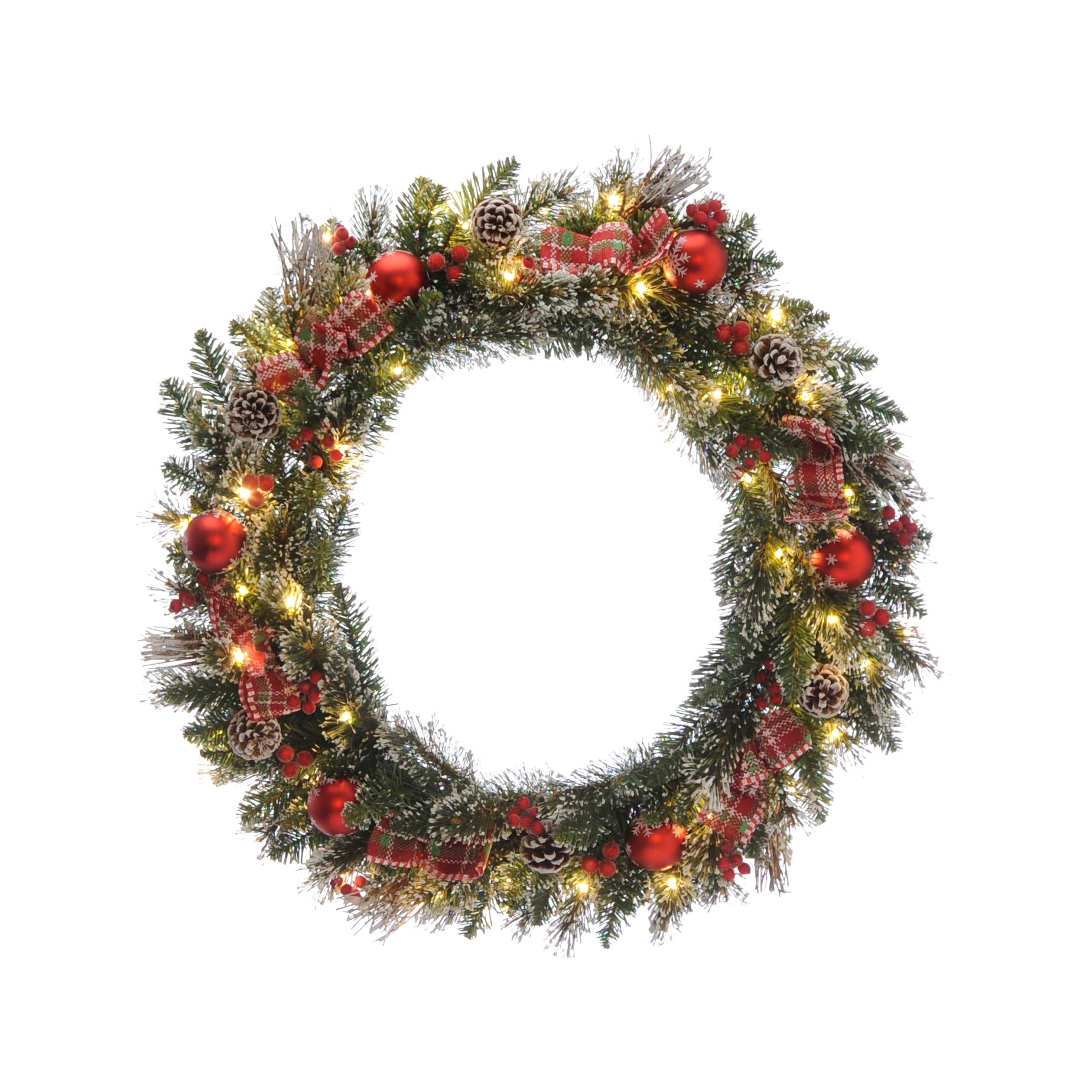 Prelit Tartan Wreath - Christmas Wreath