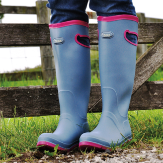 Blue & Pink Wellington Clip Boots - Size 8