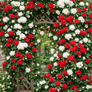 Duo Climbing Rose 'Pure Passion' - White And Red Climbing Rose