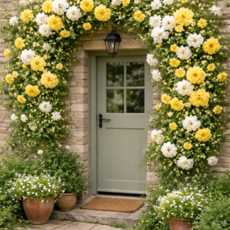 Duo Climbing Rose 'Pure Joy' - Yellow And White Rose
