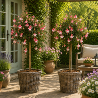 Pair of Fuchsia Tree Standards 'El Camino' - Gorgeous Patio Fuchsia Trees in Bud & Bloom